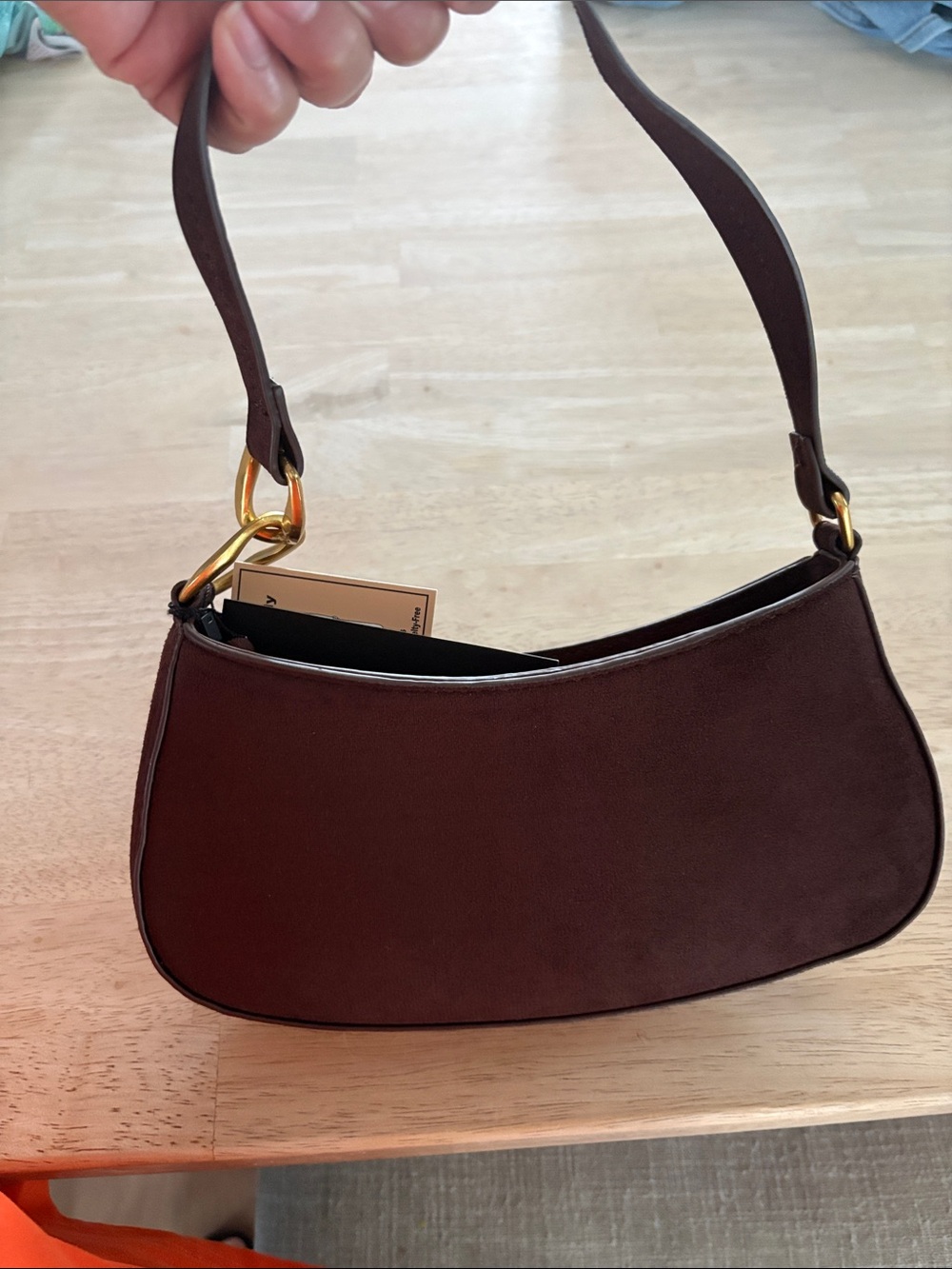 Mini Shoulder Bag in Dark Brown with Gold Hardware
